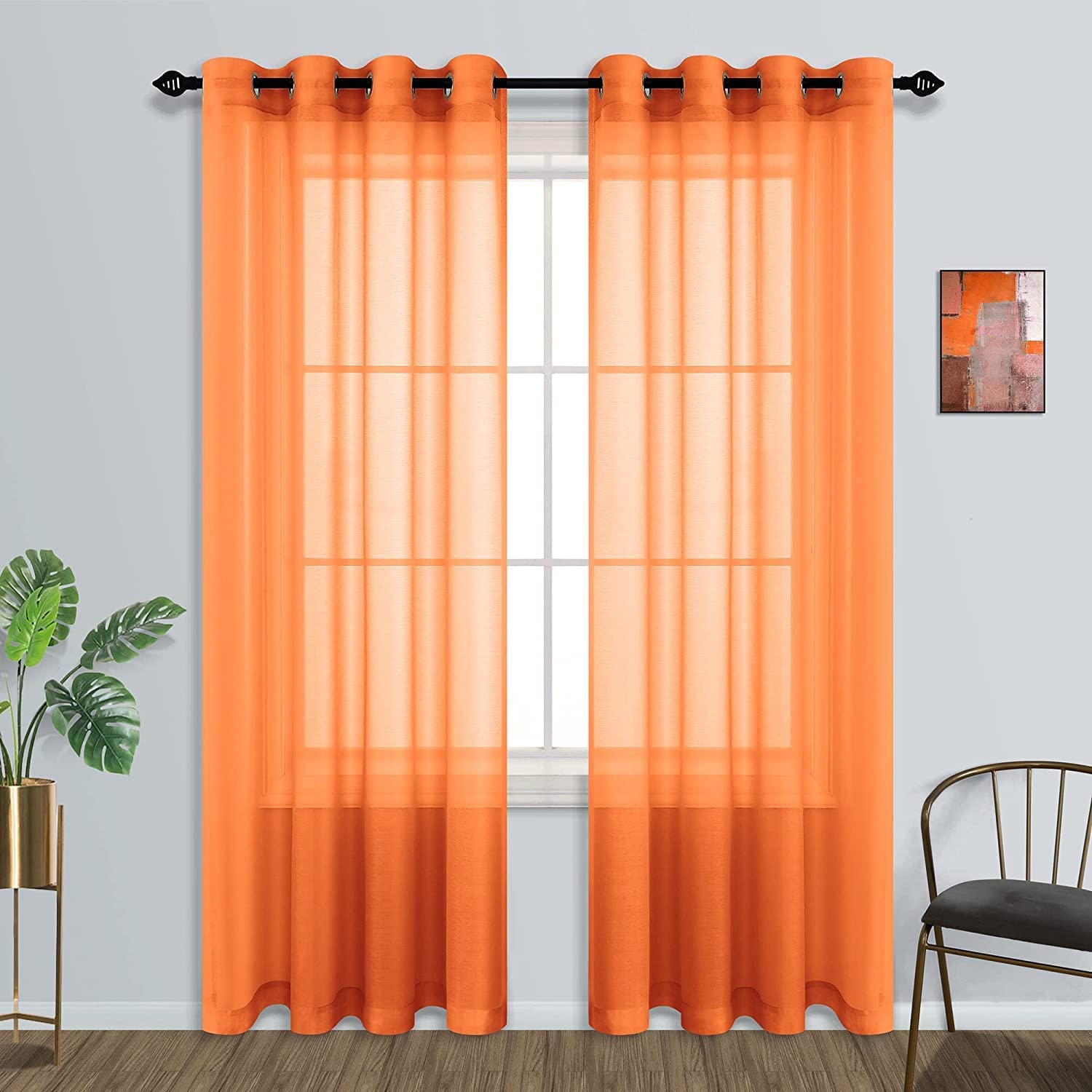 orange sheer orange sheer grommet curtain