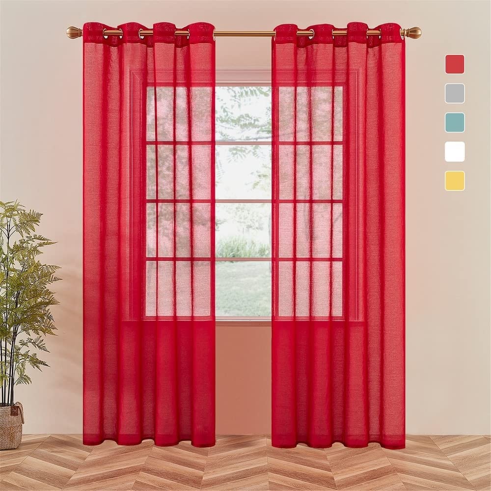red sheer red sheer grommet curtain
