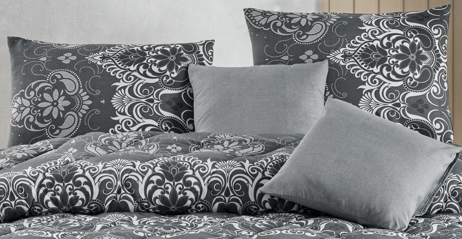 gray2 floral gray throw pillow