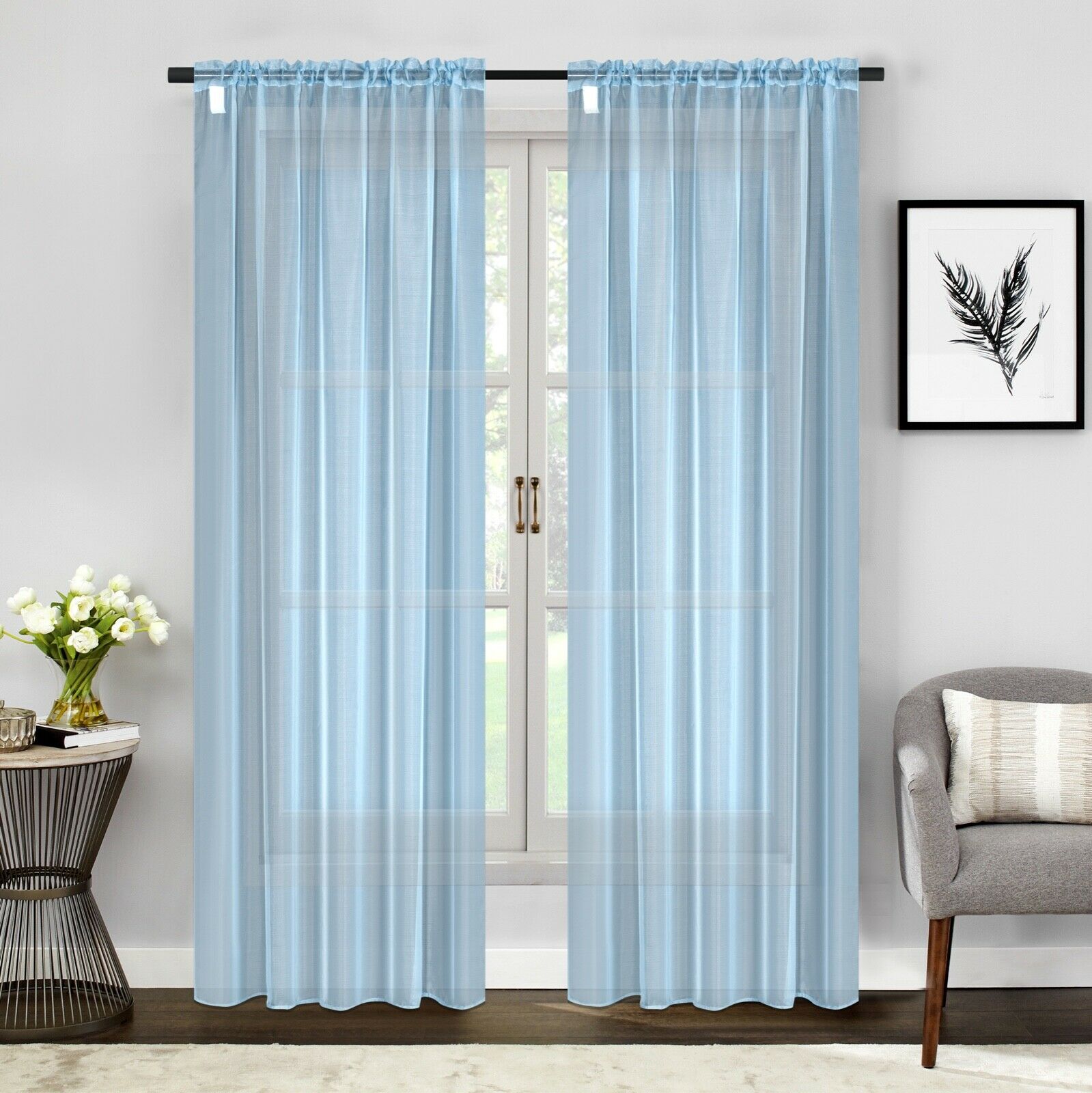 light blue drapes light blue sheer drapes rod pocket