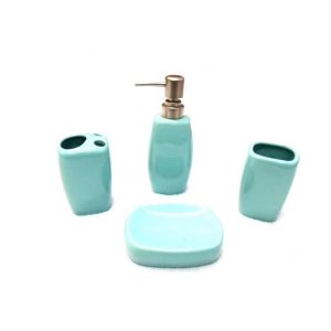 Blue ceramic bathroom set