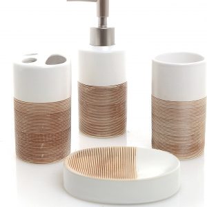 White & brown Bathroom Set
