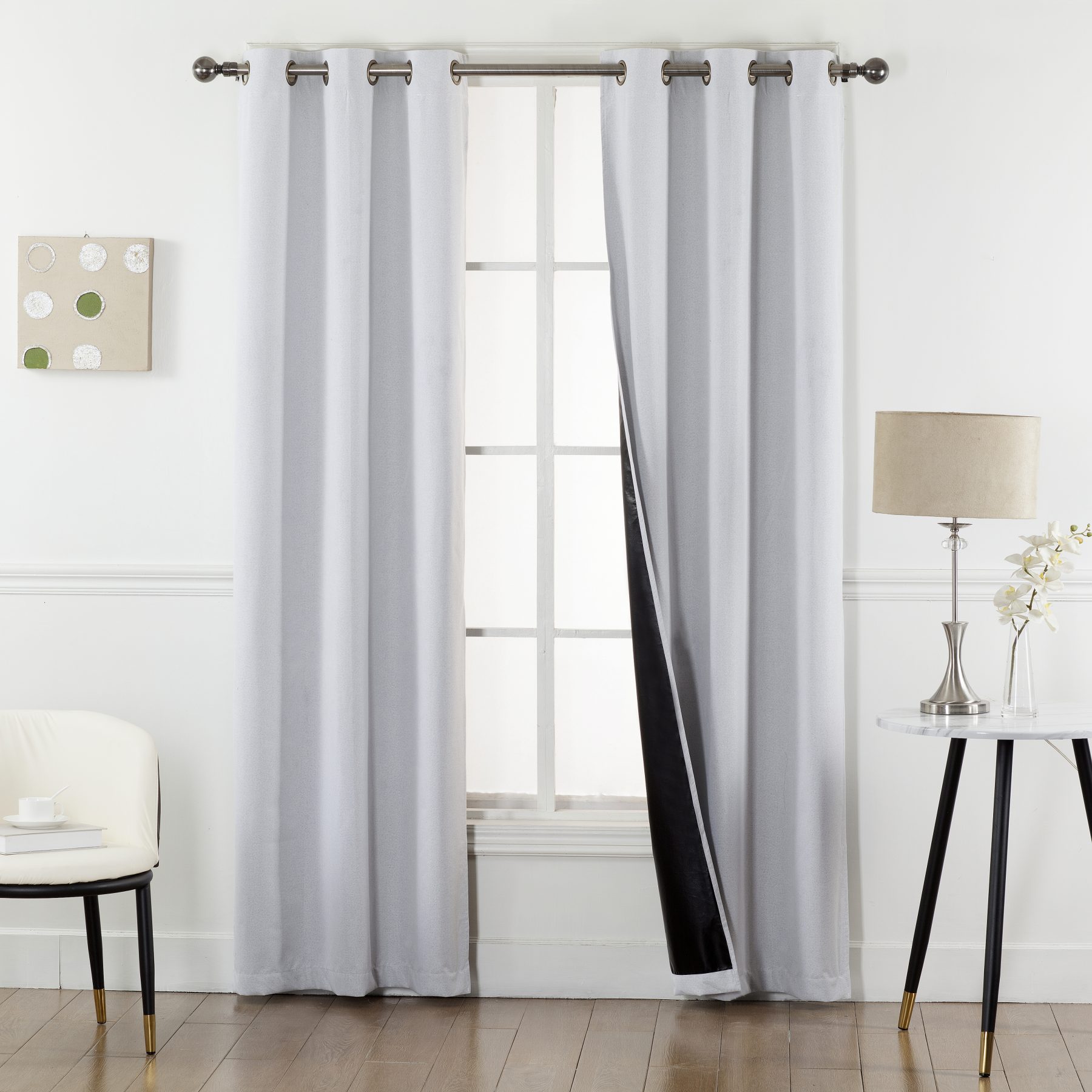 White Blackout Curtain White Blackout Curtain with black backing